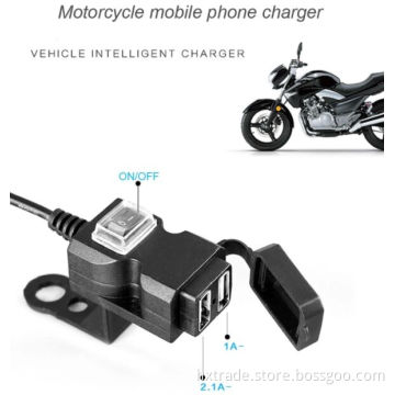 turn on-off switch waterproof silicone cover 5v 3.1a motorcycle usb charger for phone with two install mode